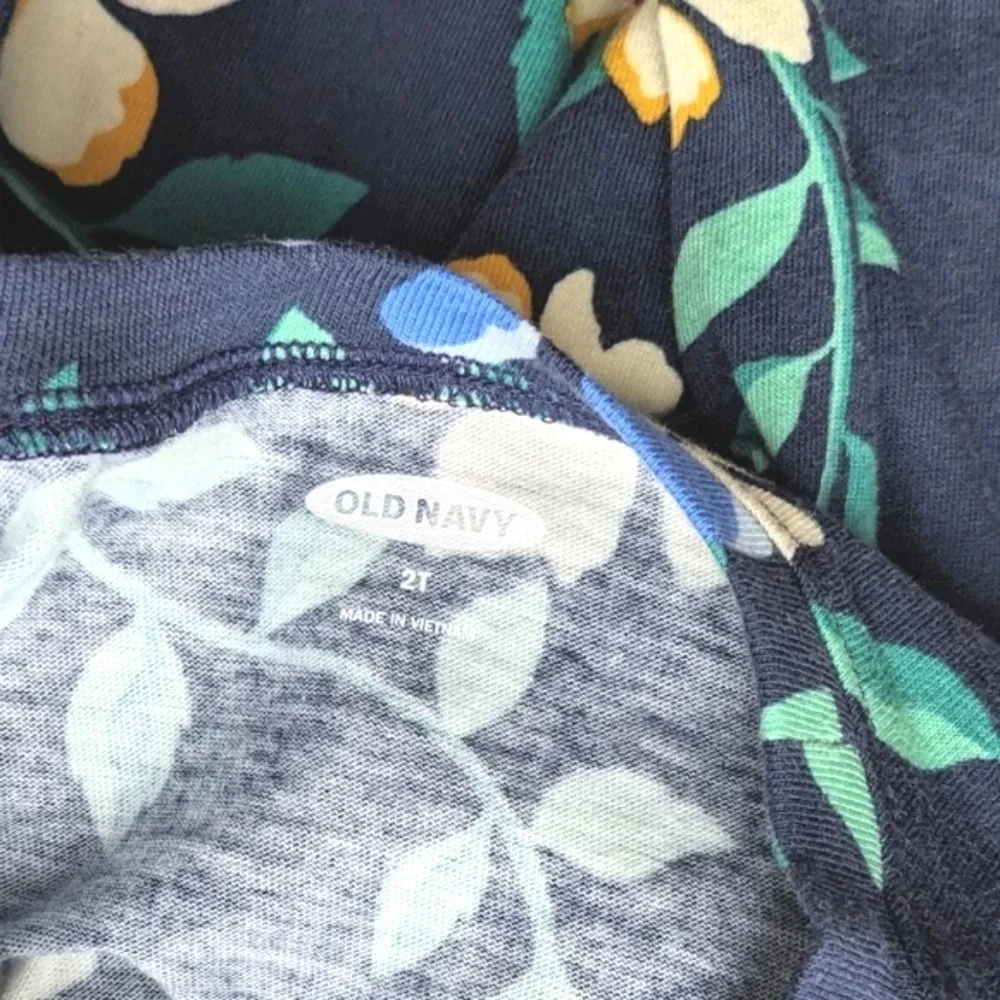 Girls Old Navy Blue Floral Print Long Sleeve Shirt